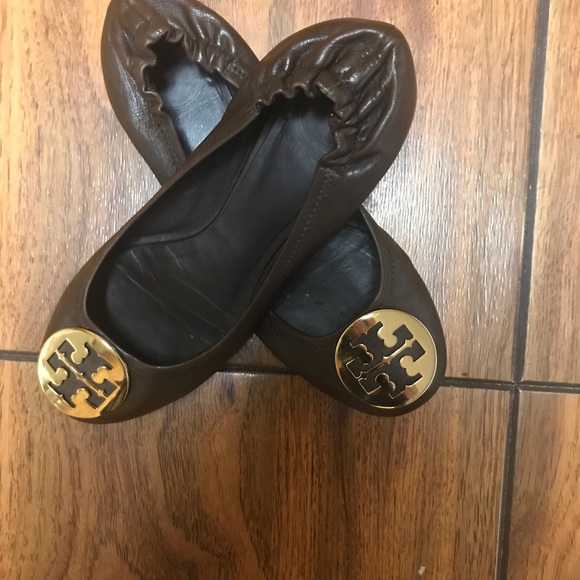 Tory Burch Reva Leather Ballet Flats 7-M - Picture 4 of 11